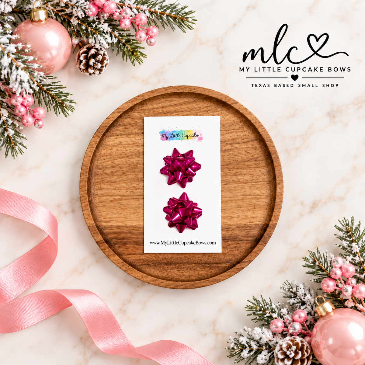 Fuchsia Solid Micro Gift Bow Clip Set