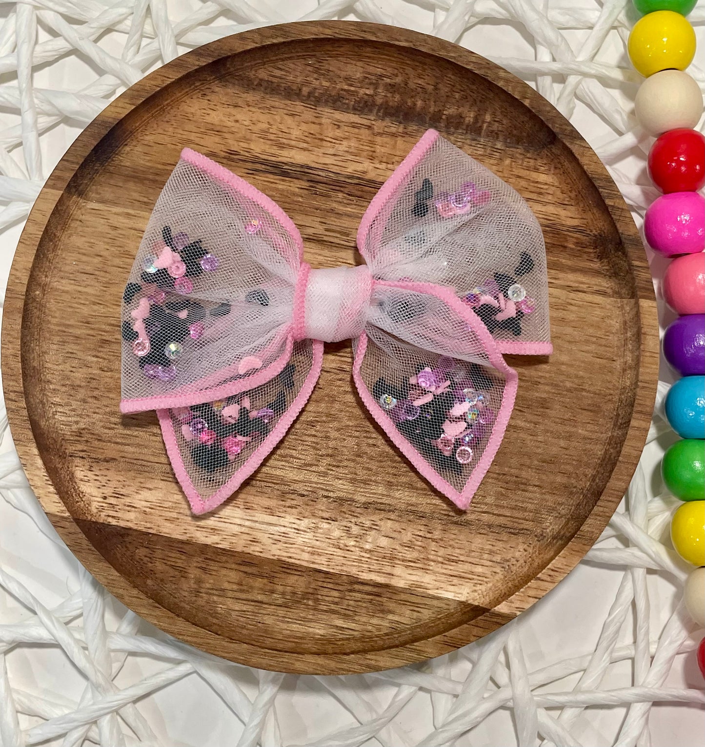 Pink & Black Batty Shaker Bow