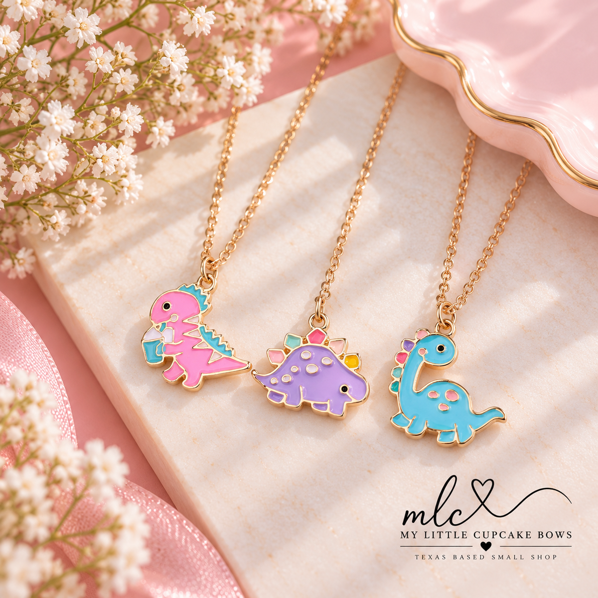 Pastel Dinosaur Necklaces