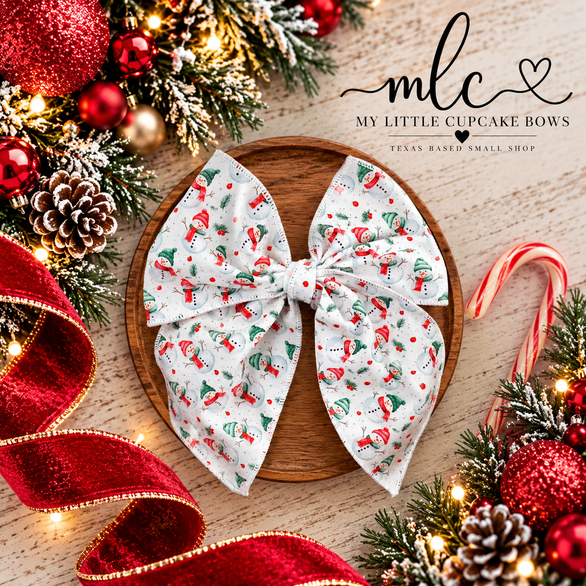 Snowman Serged Bow