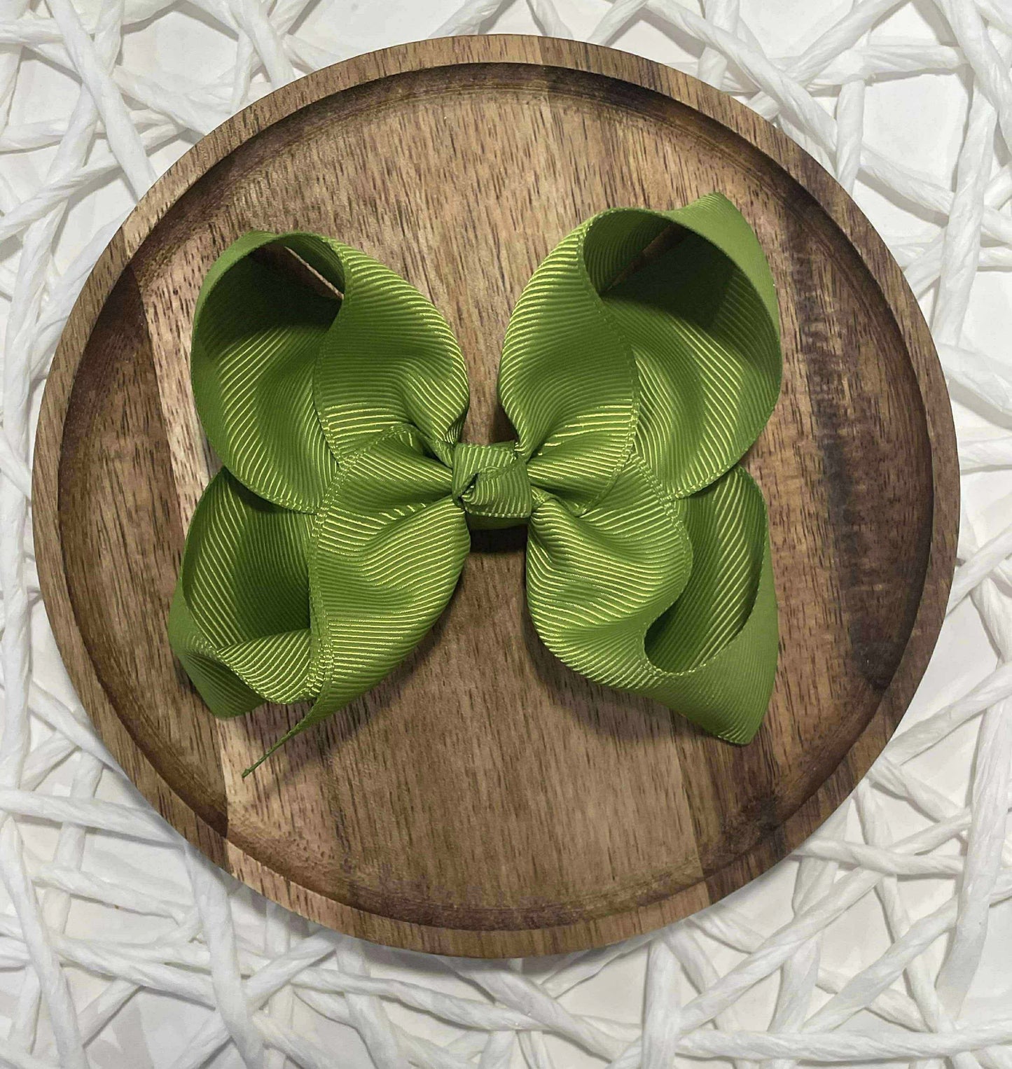 Solid Olive 4in Ribbon Bow