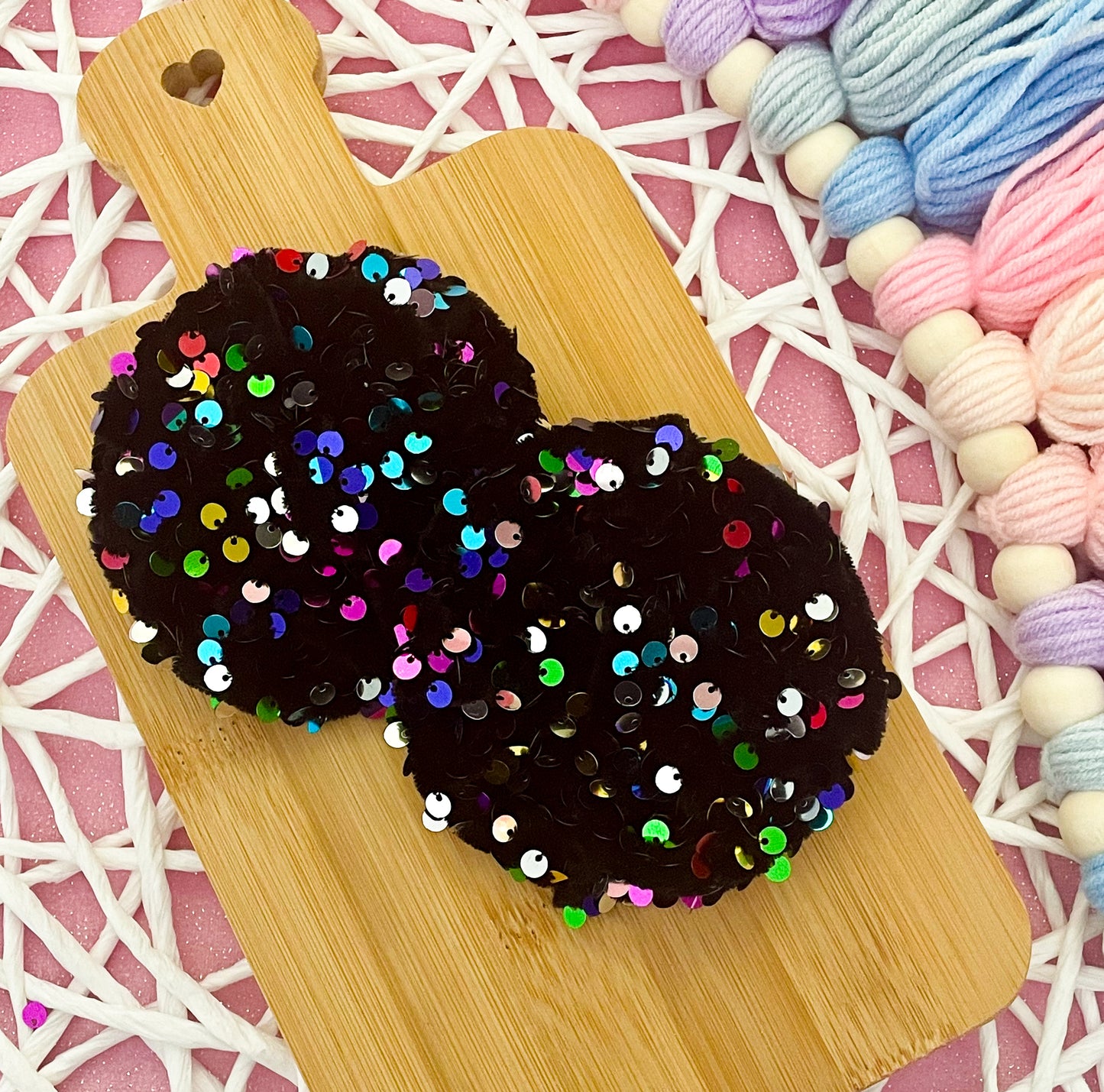 Bright Colorful Sequins Fabric Bows