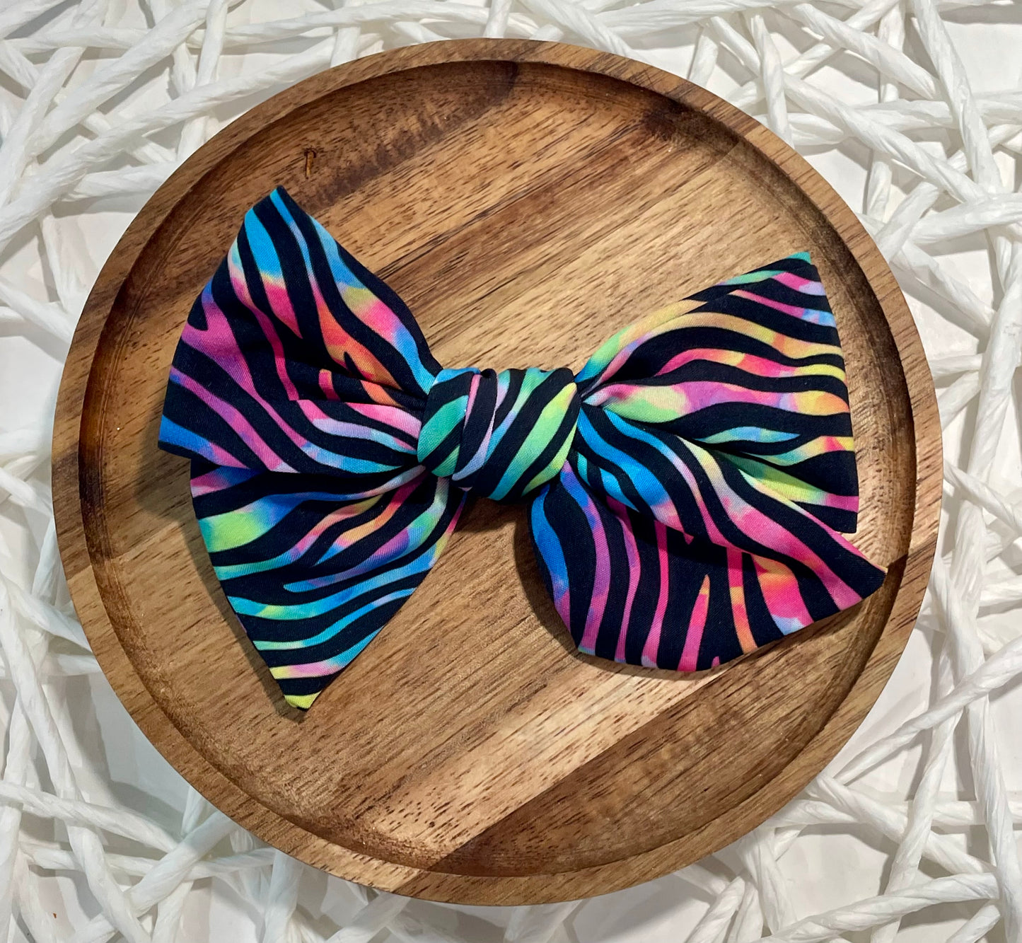 Watercolor Zebra 5in Hand Tied