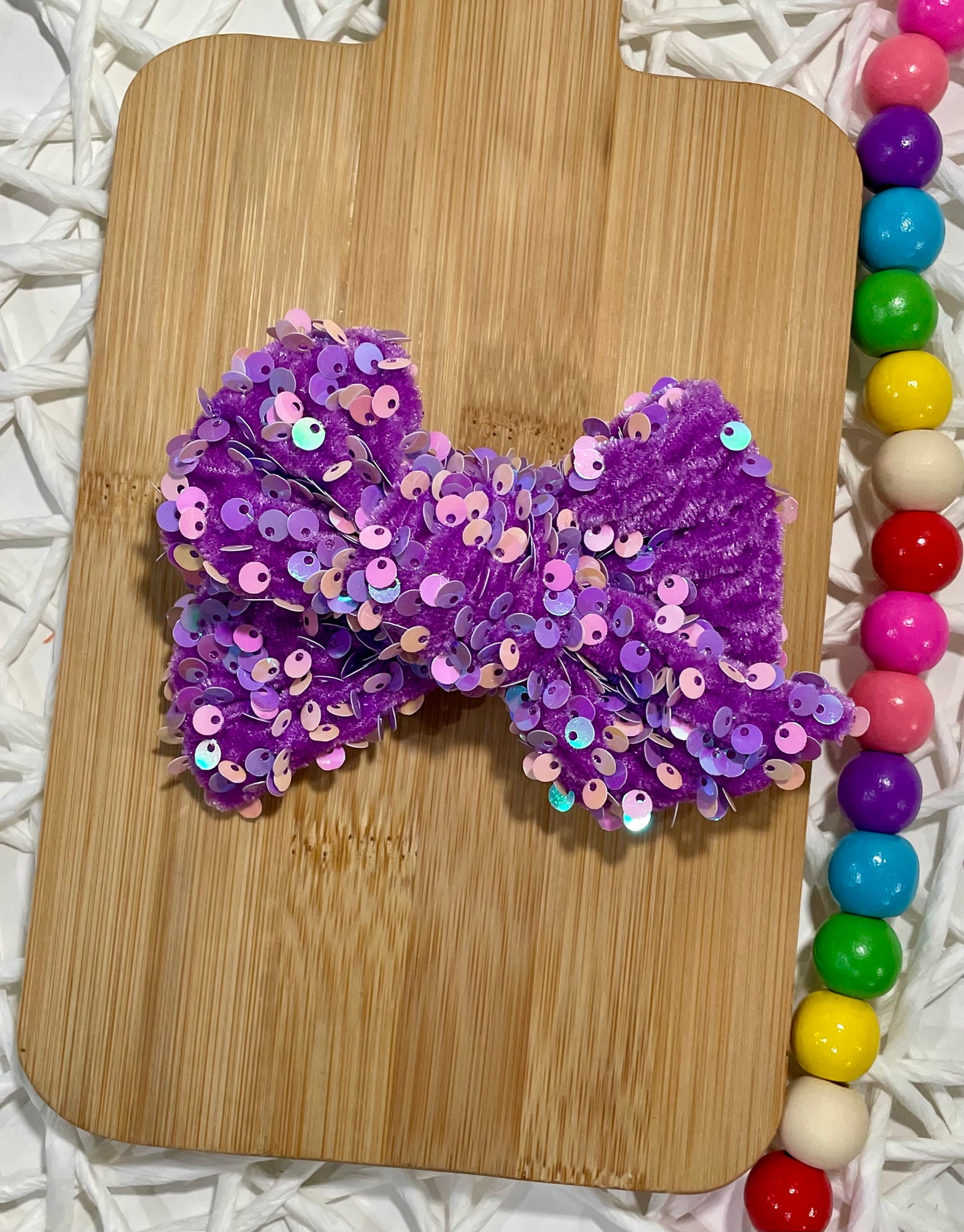 Frozen Purple Sequin Velvet Chunky 5in Hand Tied