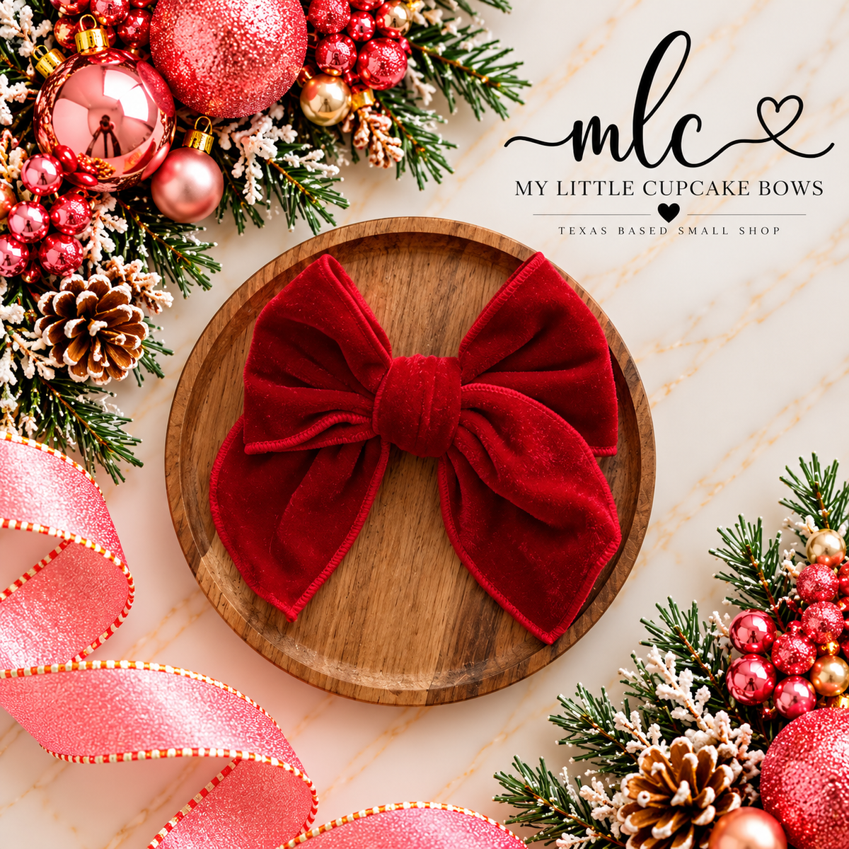 Red Velvet Serged Bow