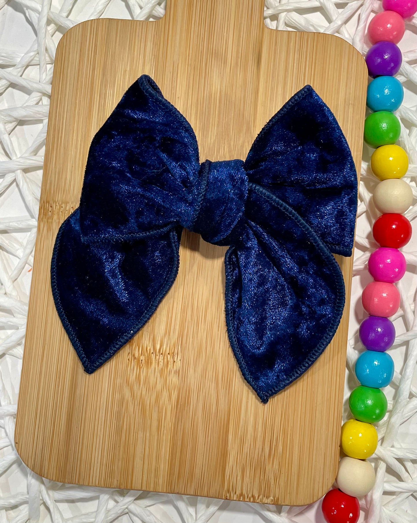 Navy Crushed Velvet 4.5in Serged