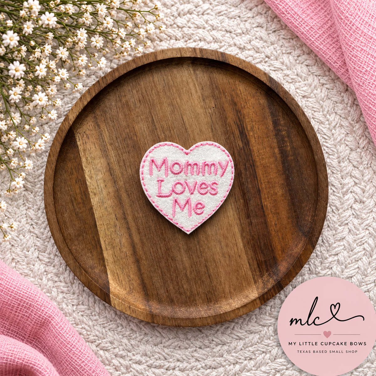 Mommy Loves Me Heart Feltie Clip