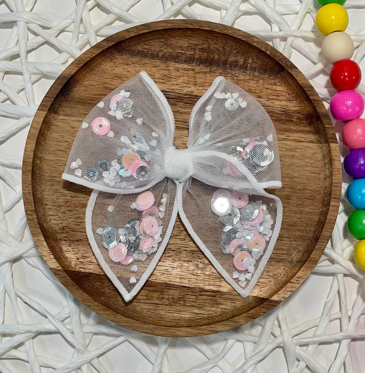 Pink & Silver Sparkle Shaker Bow