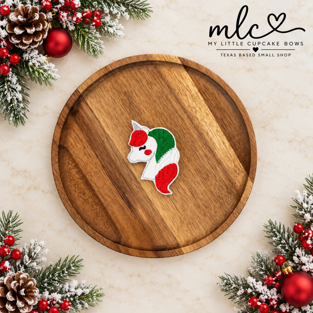 Christmas Unicorn Feltie Clip