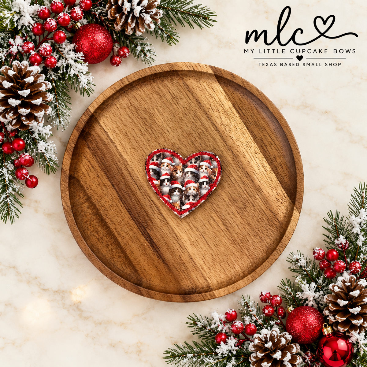 Holiday Kitties Heart Feltie Clip