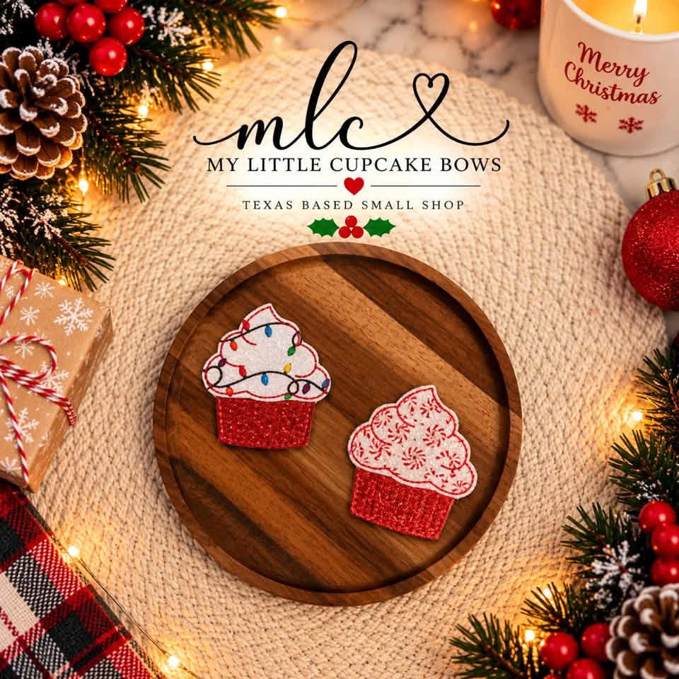 Christmas Cupcake Feltie Clips