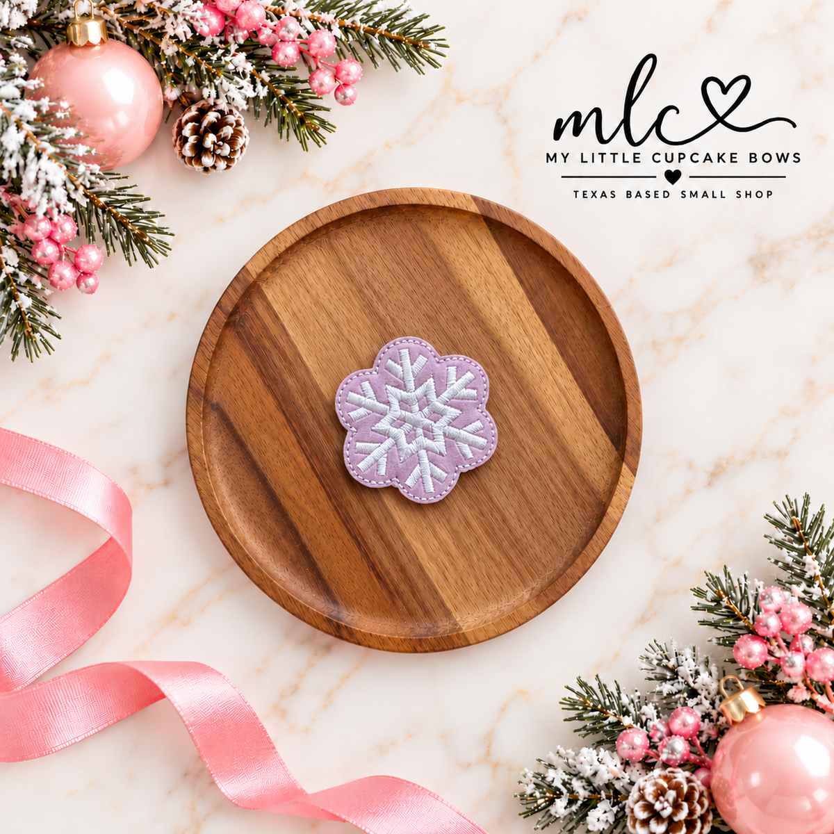 Lilac Shimmer Snowflake Feltie Clip