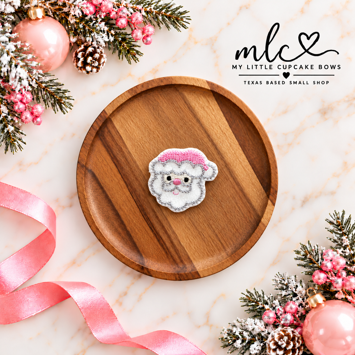 Pink Santa Feltie Clip