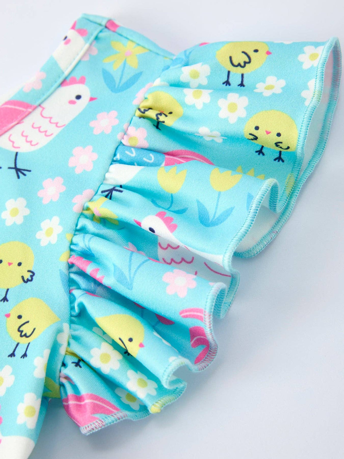 Aqua Spring Chicken Floral Farm Dress
