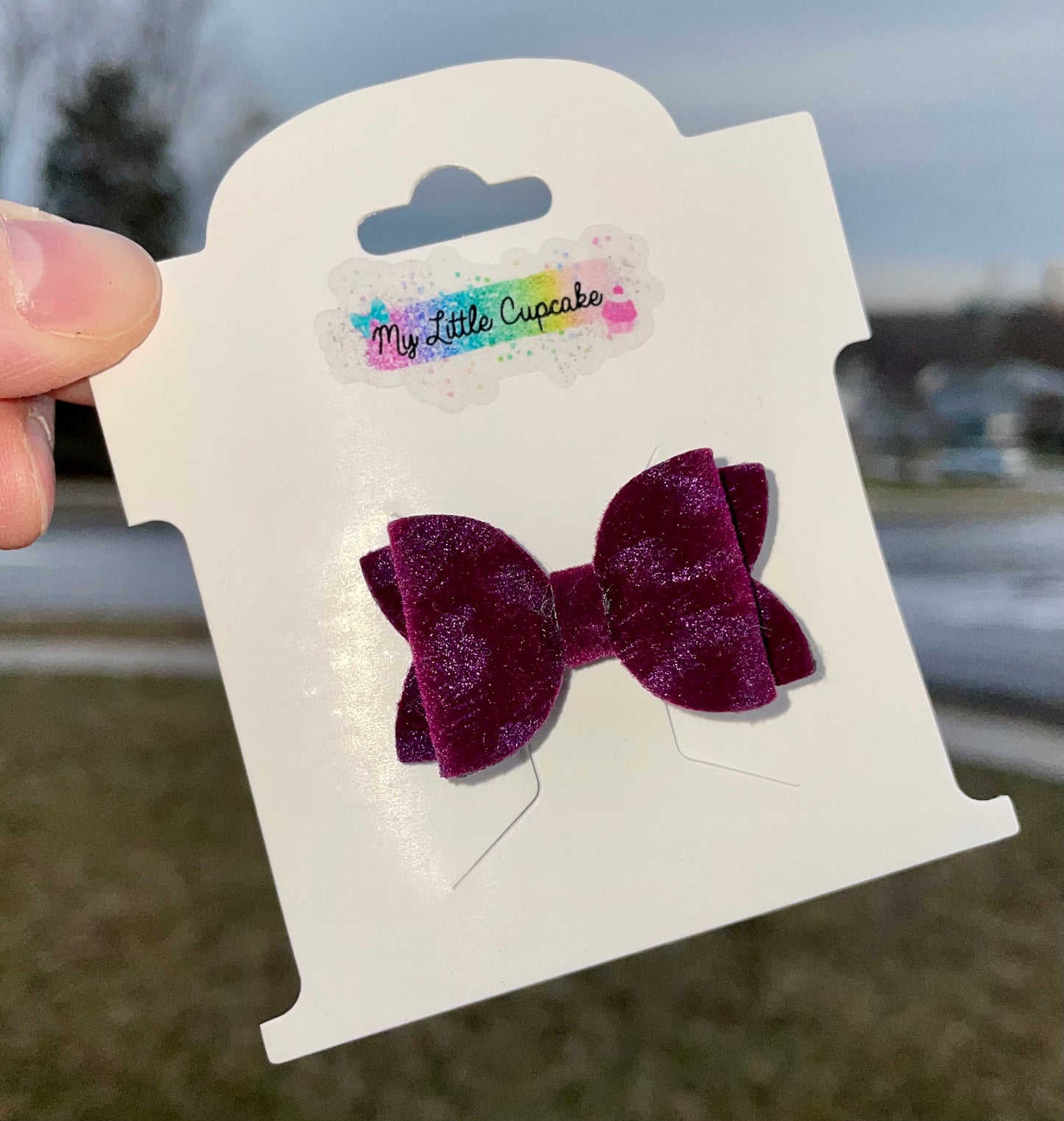 Plum Leopard Suede Bitty Bow