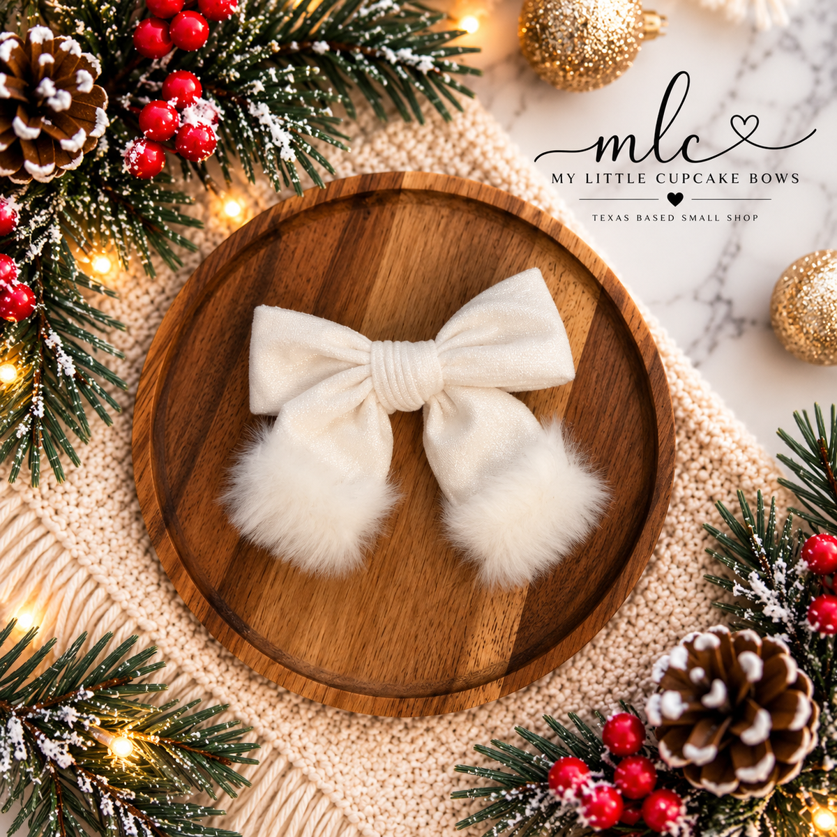 White Velvet Santa Fur Hand Tied