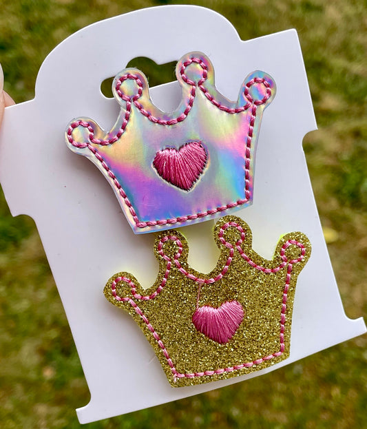 Crowns with Heart Feltie Clips