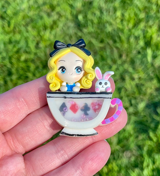 Alice in Teacup Clay Clip