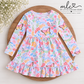 Fall Butterfly Floral Print Girls Ruffle Hem Twirl Dress