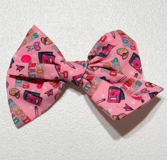 Pink Second Grade 5in Hand Tied Bow