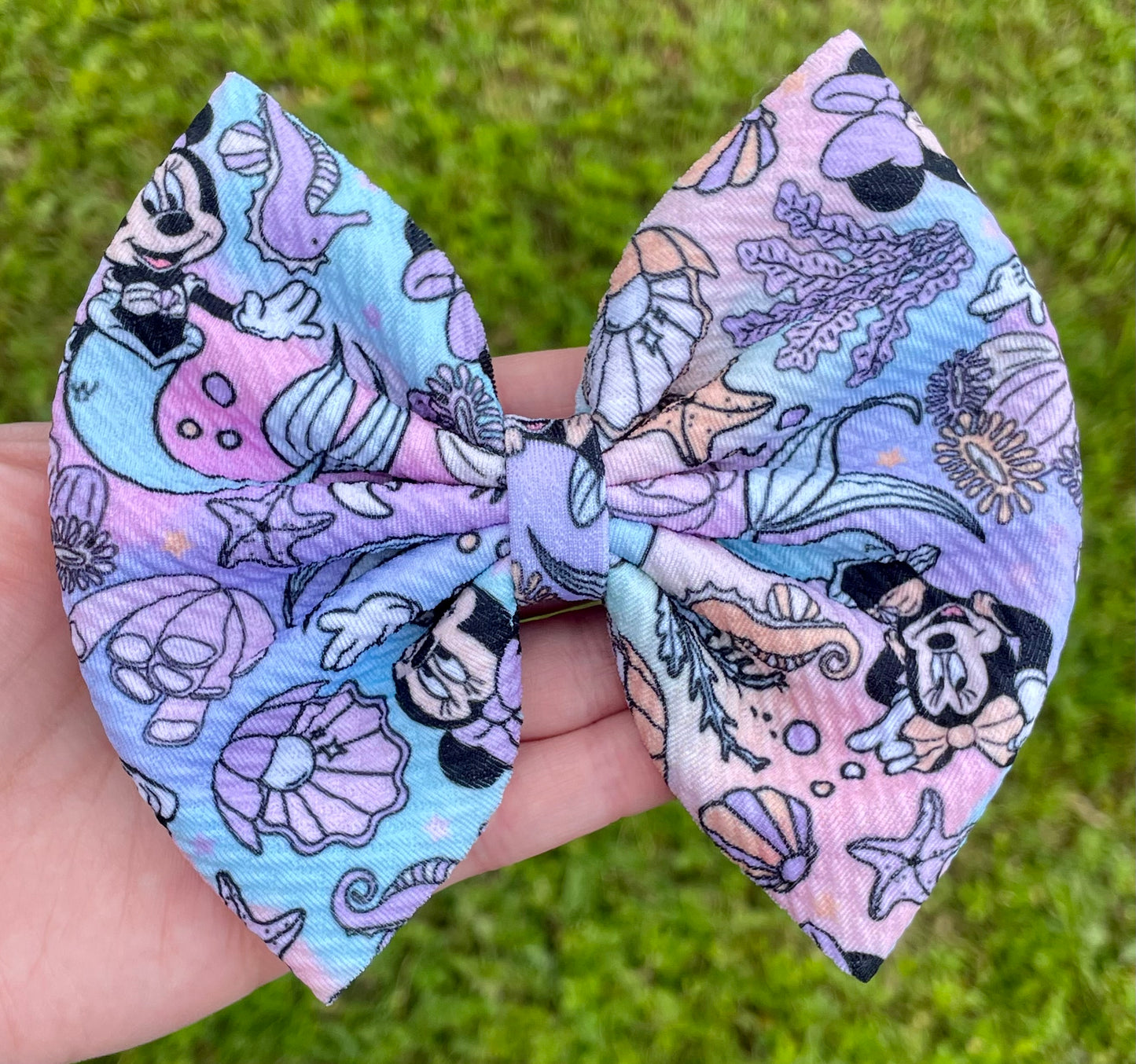 Minnie Mermaid Fabric Bow