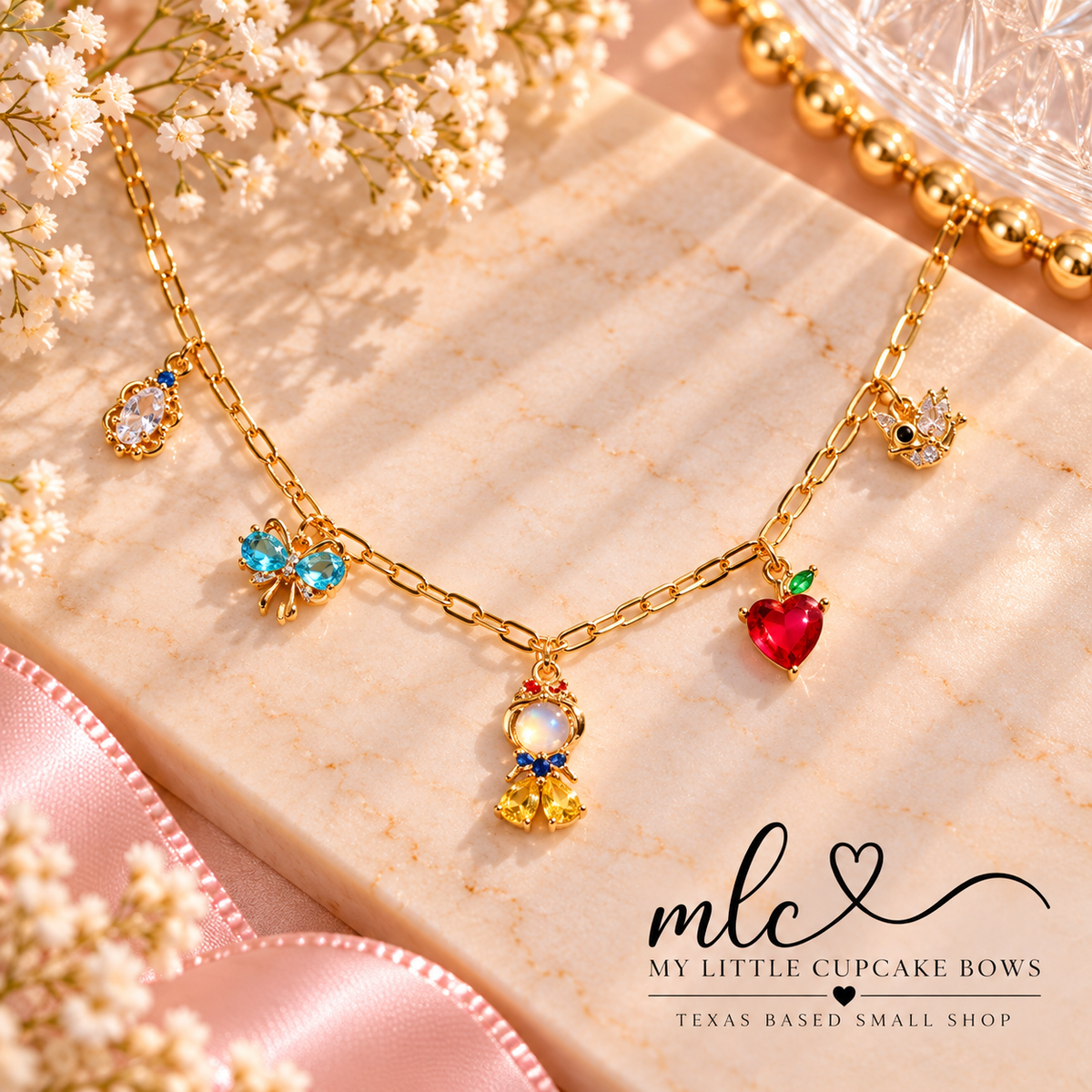 Snow White & Friends Charm Necklace & Bracelet