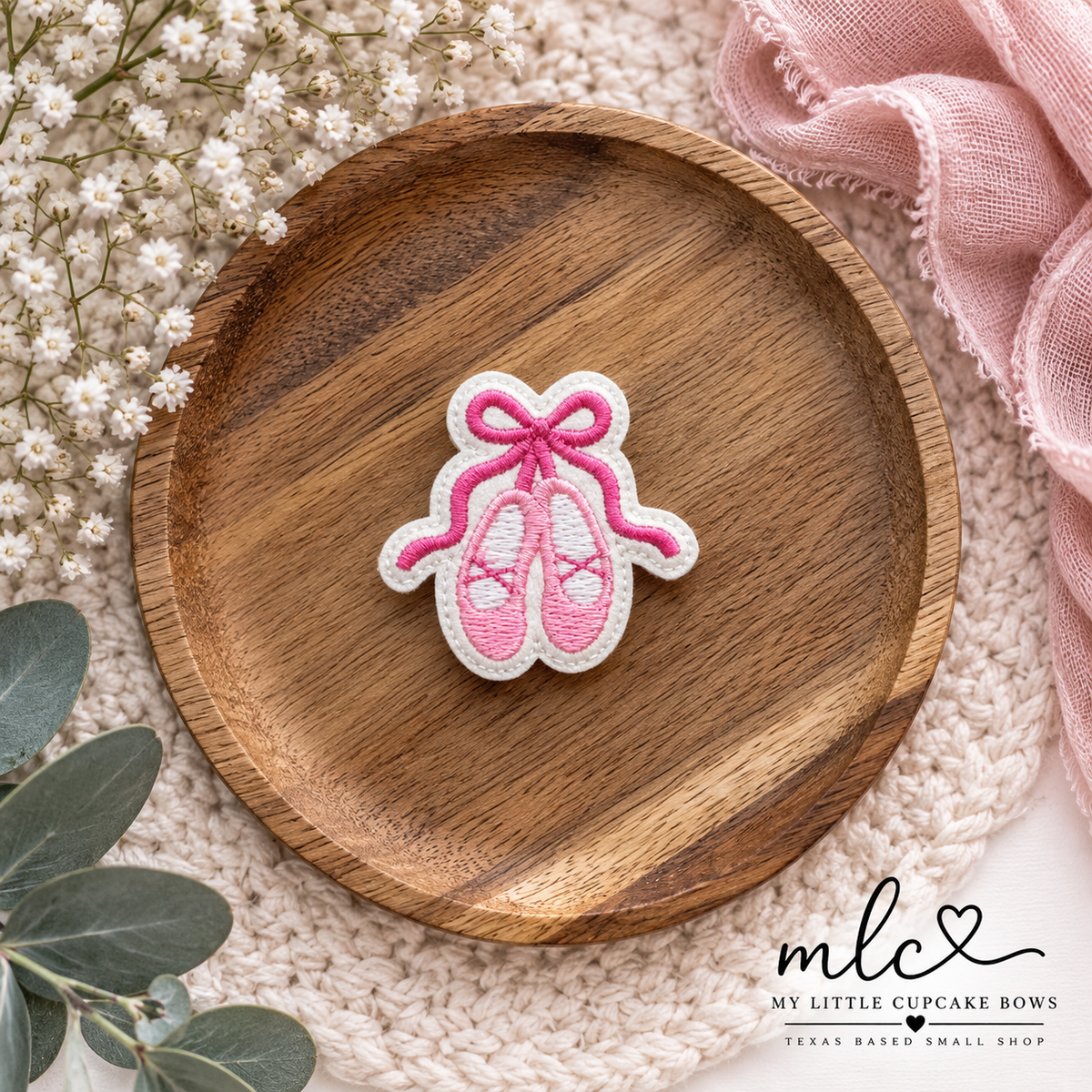 Pink Ballet Slippers Feltie Clip