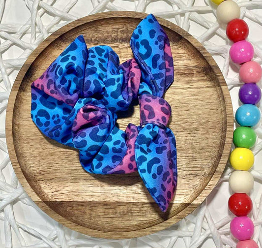 Blue & Pink Leopard Scrunchie