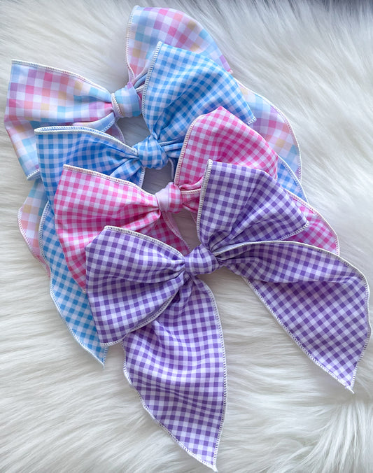 5-6in Plaid Serged Hand Tied Bows