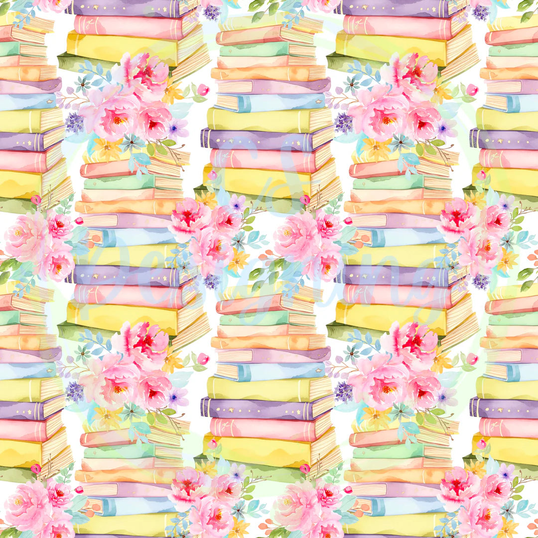 Floral Books Fabric Bow