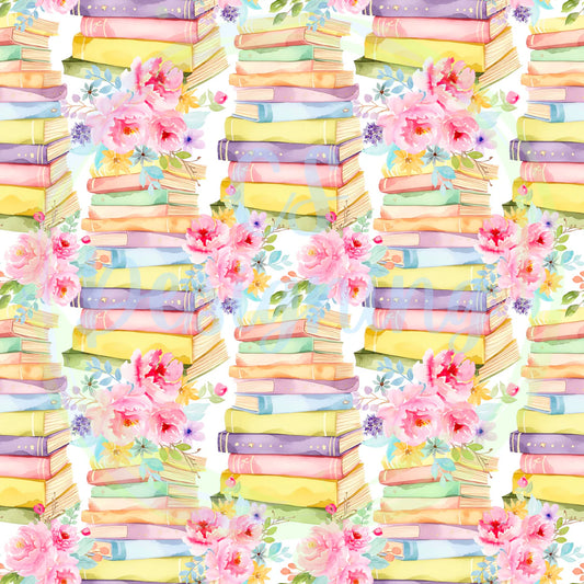 Floral Books Fabric Bow