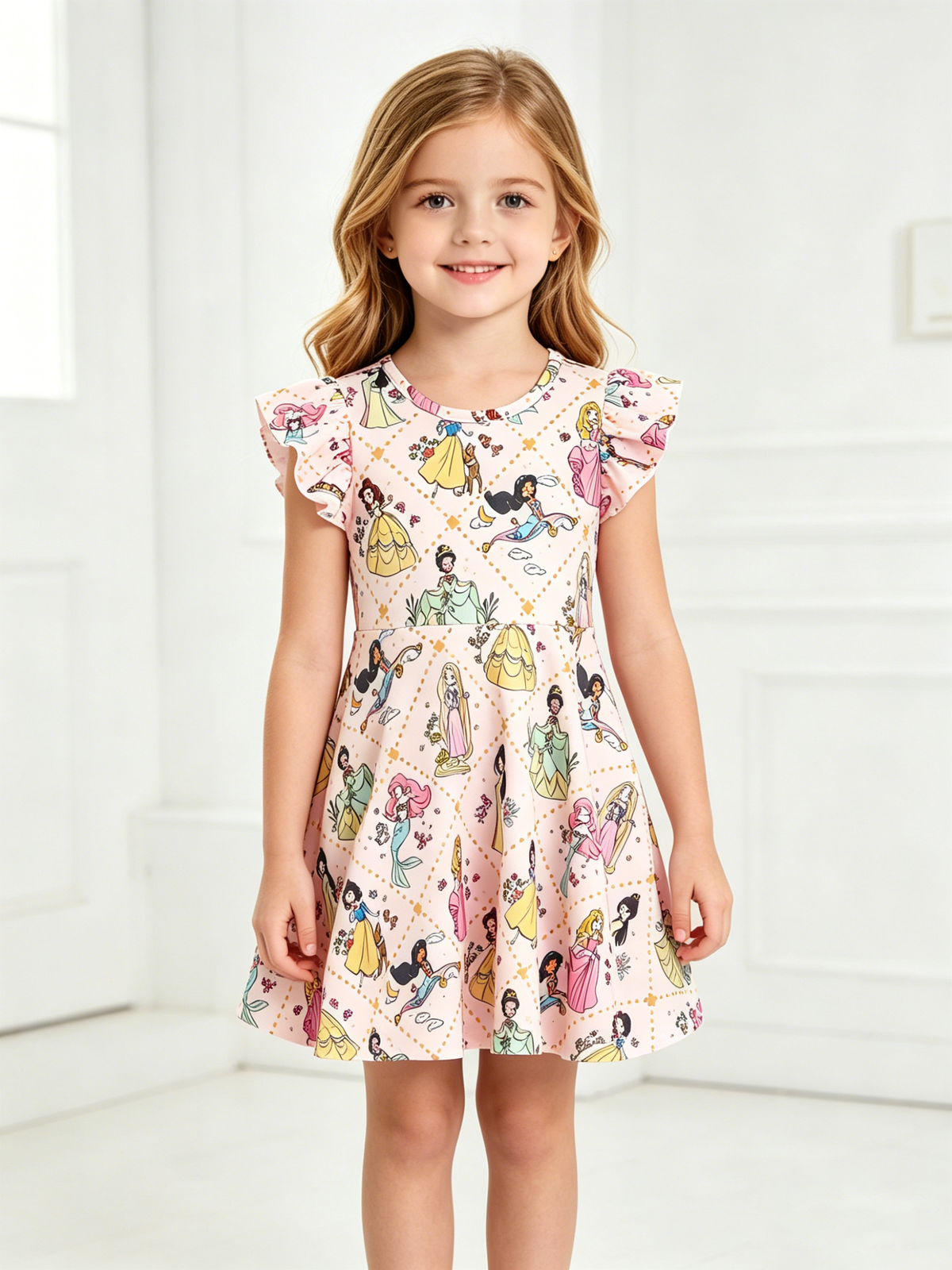 Dainty Princess Ruffle Sleeve Girls Dress