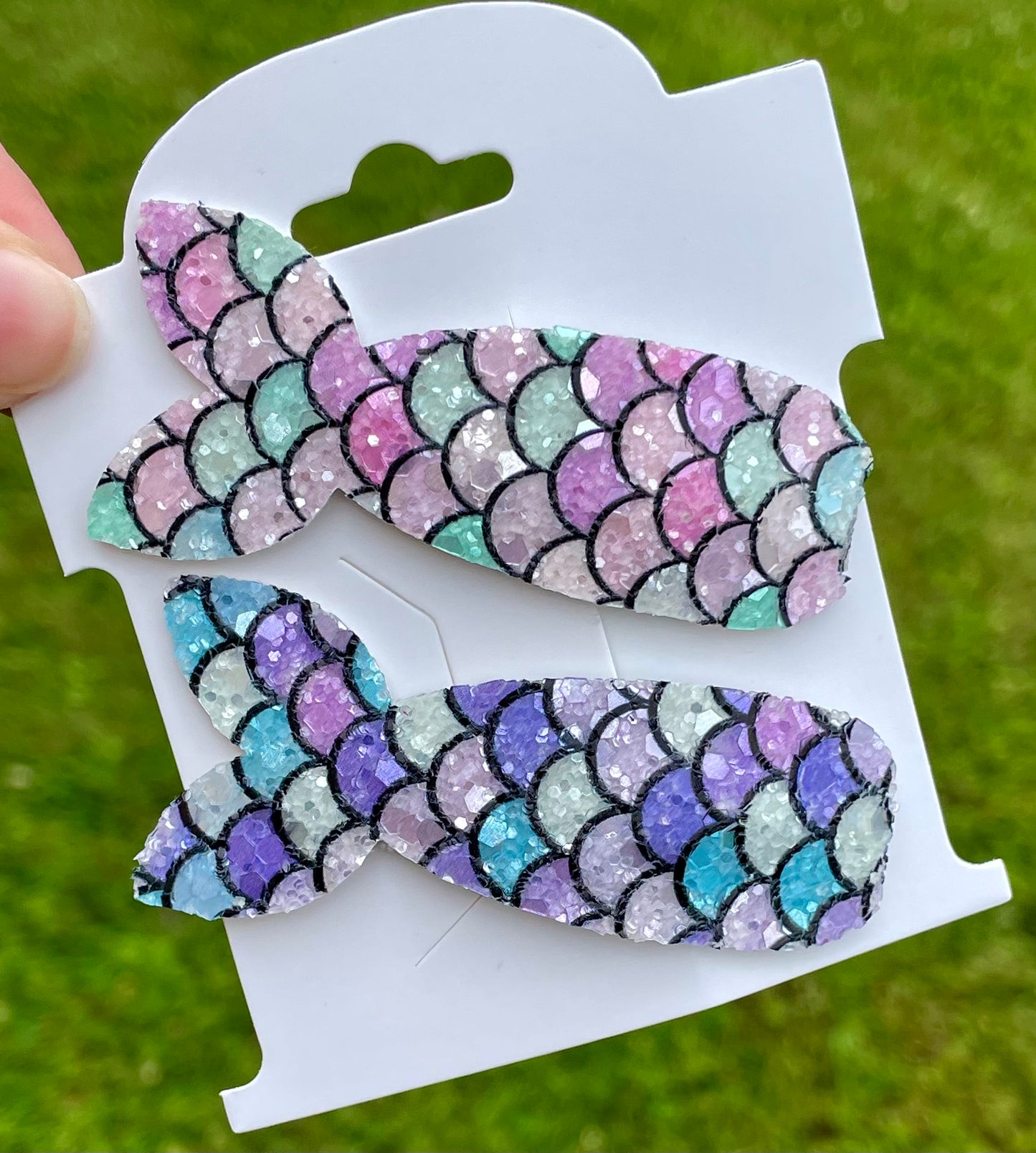 Pink & Purple Glitter Mermaid Snap Clip