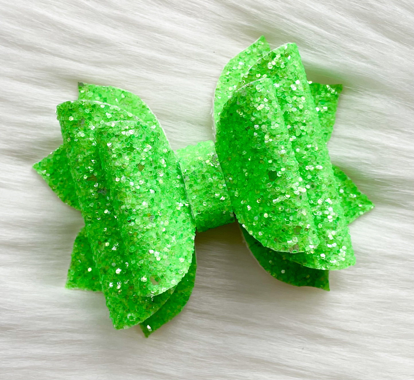 Neon Green Glitter 3.5in Jasmine Bow