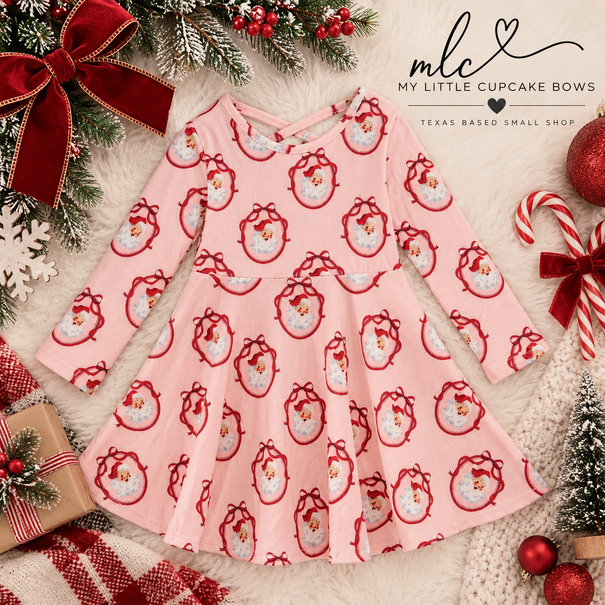 Vintage Santa Christmas Twirl Dress