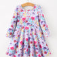 Watercolor Floral Ruffle Hem Twirl Dress