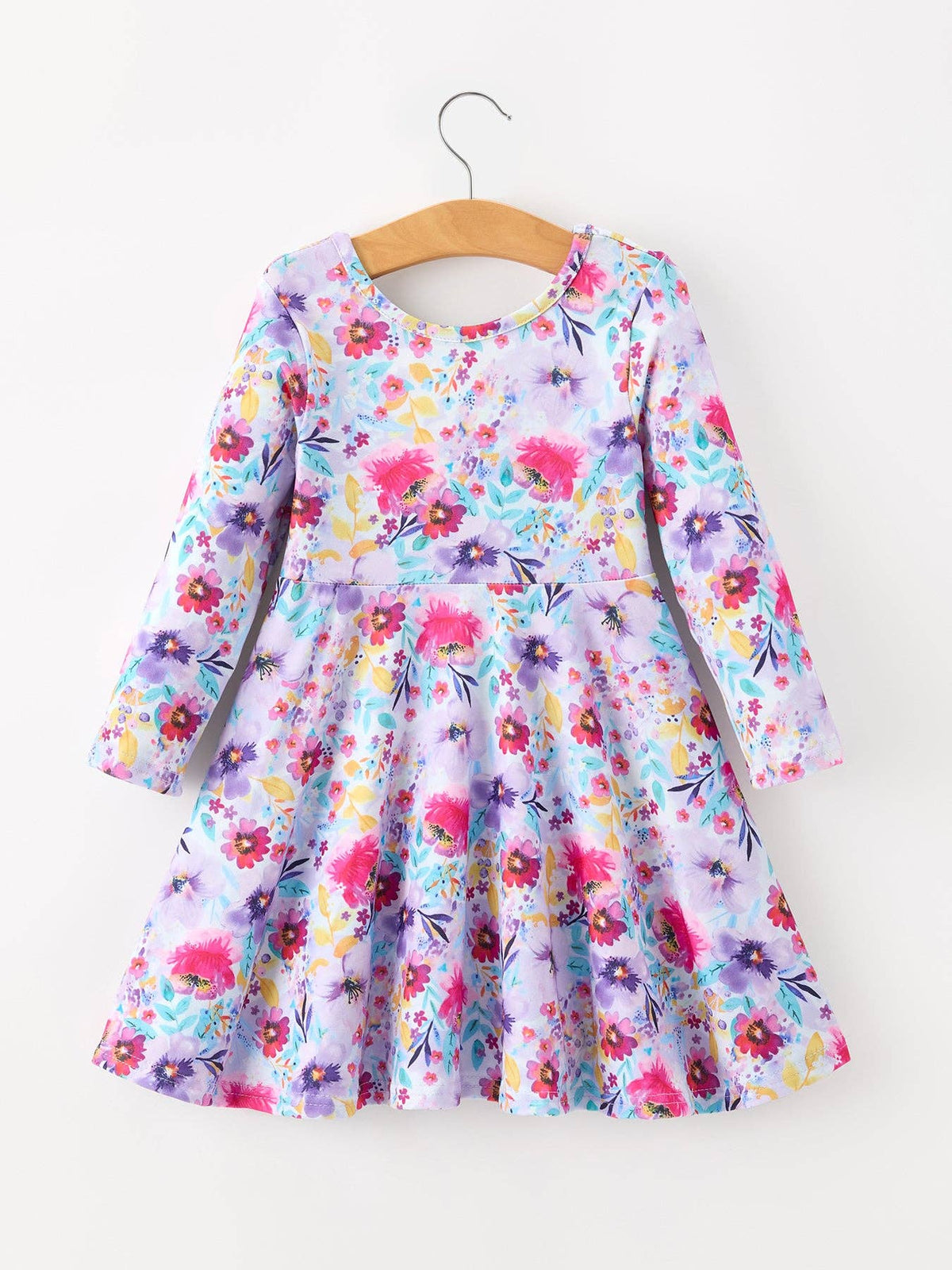 Watercolor Floral Ruffle Hem Twirl Dress