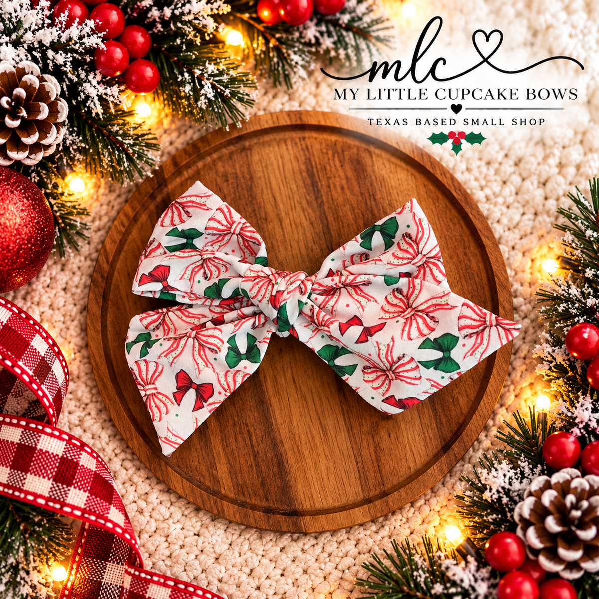 Christmas Tree Cake Coquettes Hand Tied Bow