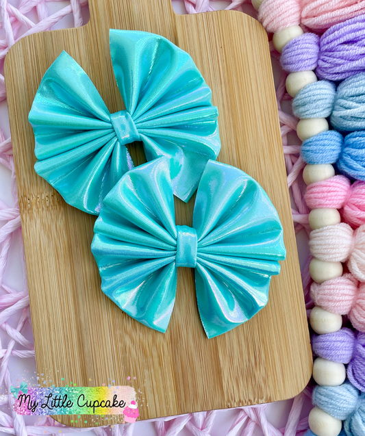 Tiffany Blue Holo Fabric Bow