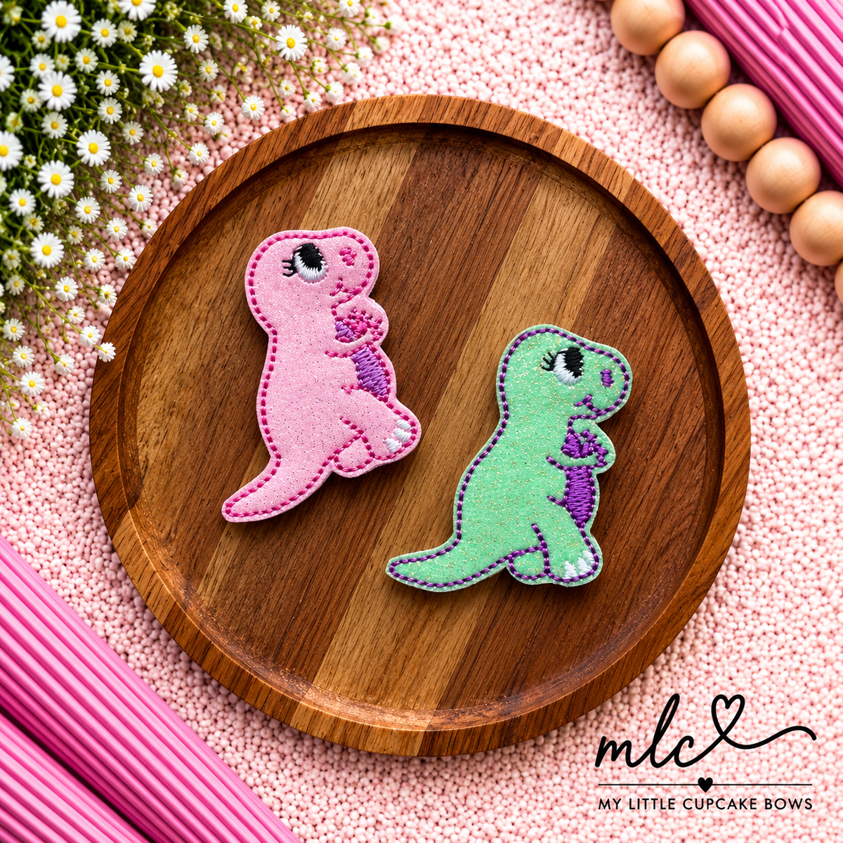 Pastel Dino Feltie Clips