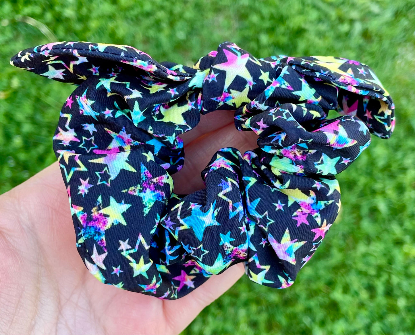 Neon Rainbow Stars Scrunchie