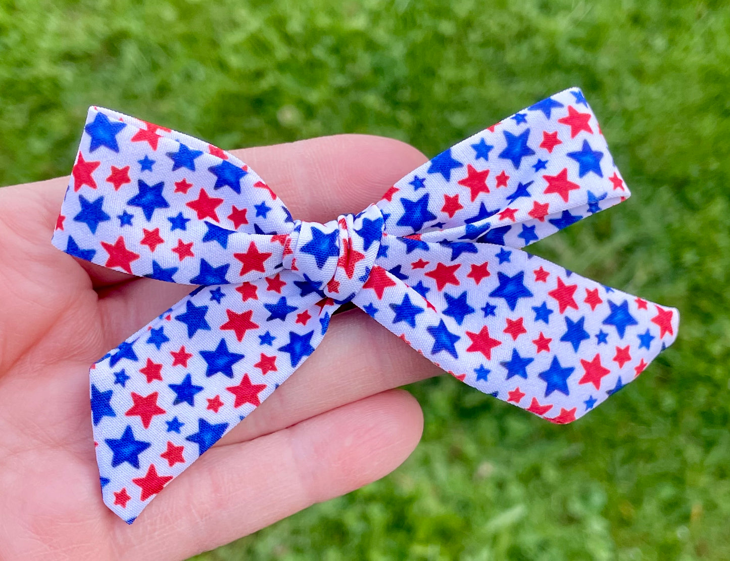 Red & Blue Stars 3.5in Skinny Hand Tied