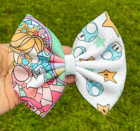 Stained Glass Peaches Two Tone Fabric Bow