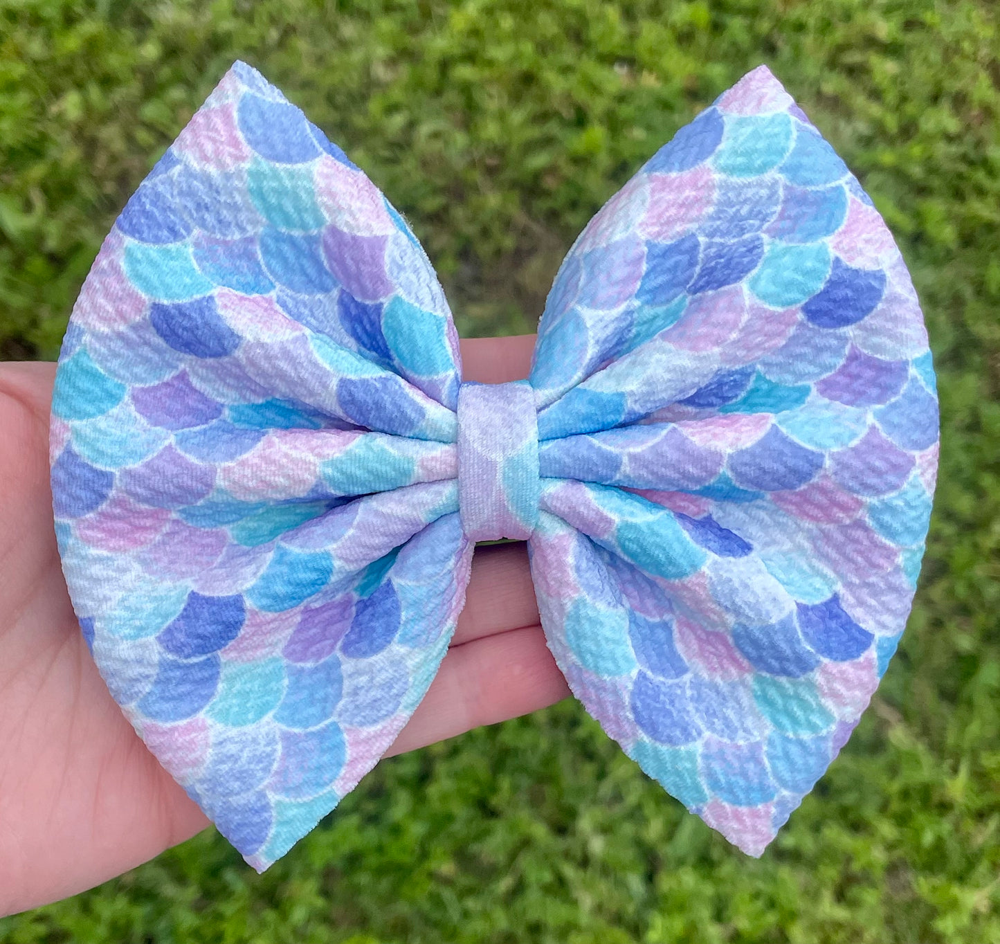 Purple Pastel Ombre Mermaid Fabric Bow