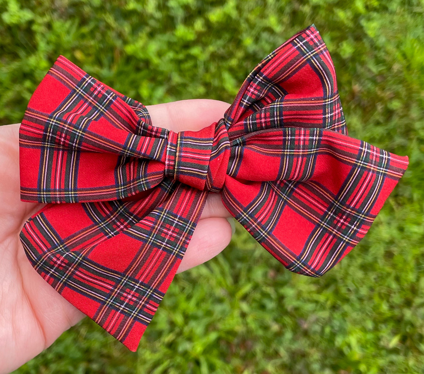 Holiday Plaid 5in Hand Tied Bow