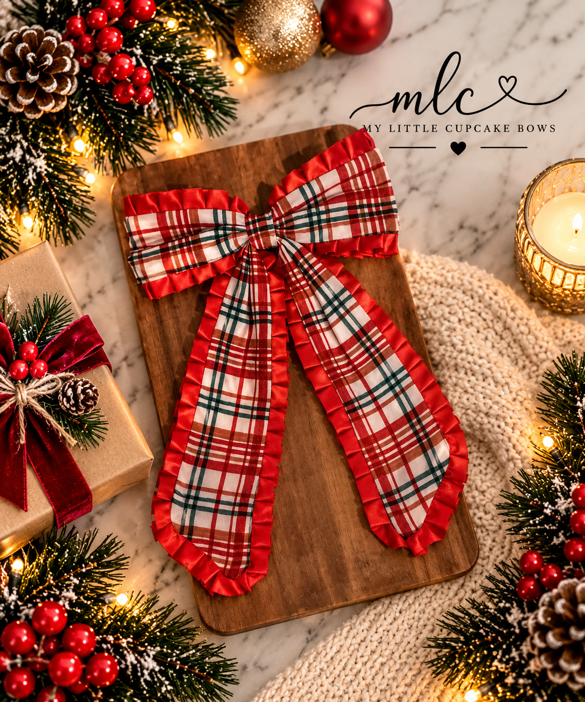 Christmas Plaid Ruffle Long Tail