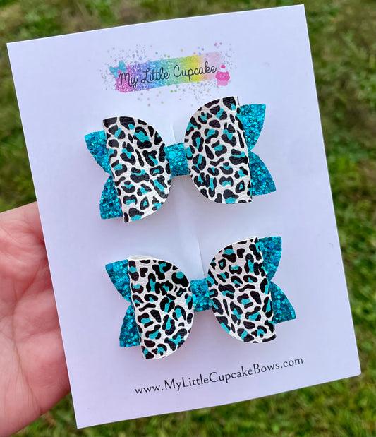 Leopard/Turquoise Glitter 2.5in Beauty