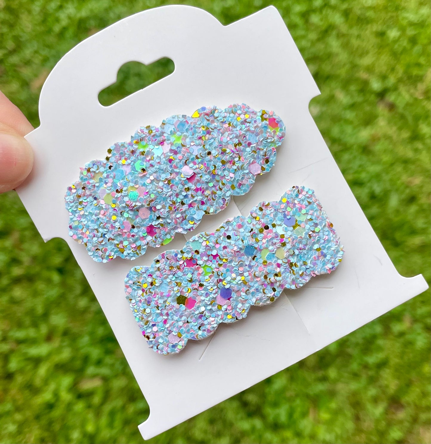 Blue Pop Glitter Snap Clip