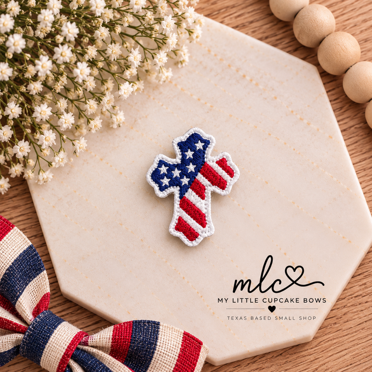 Patriotic Cross Feltie Clip