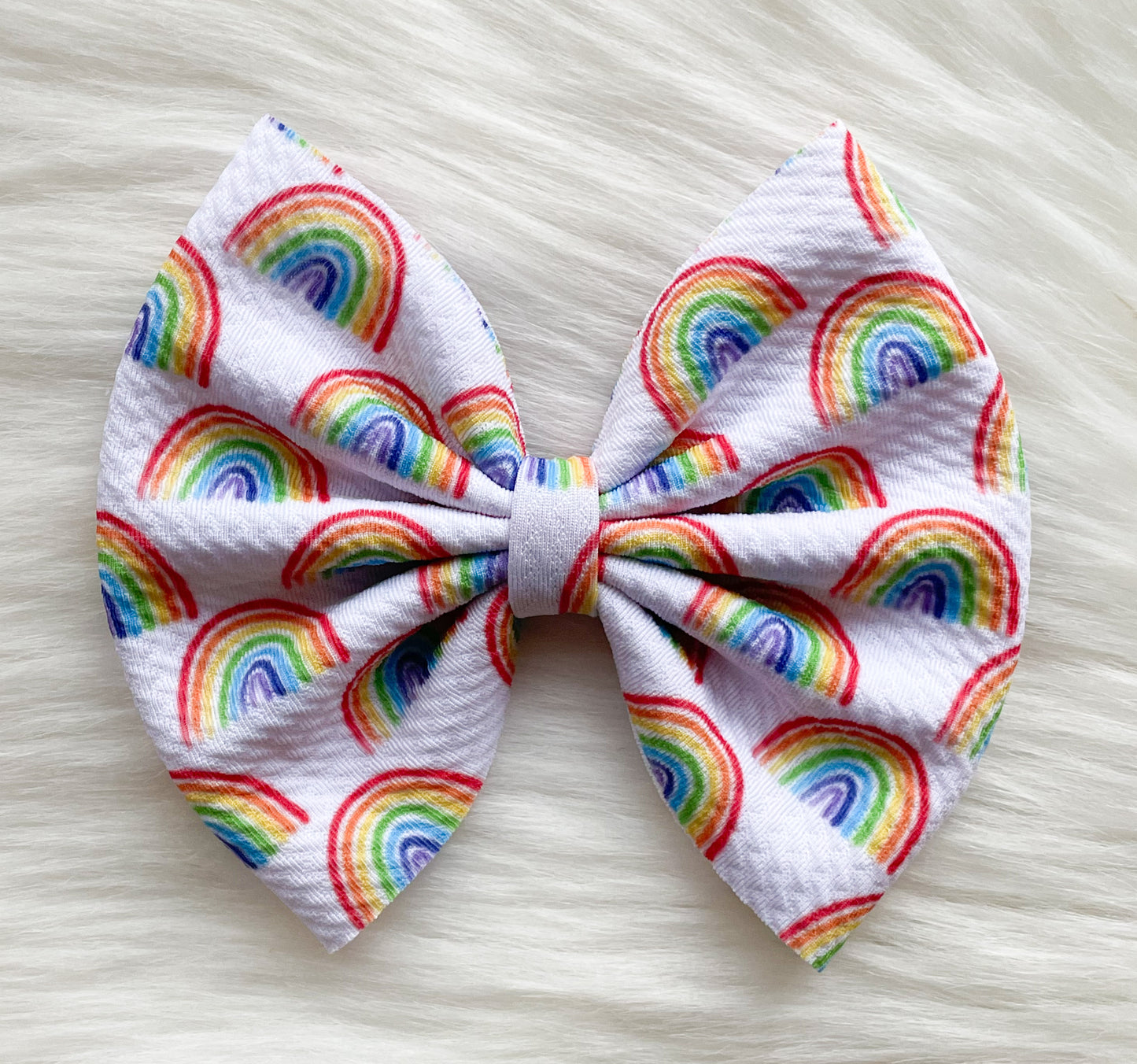 Happy Rainbows Fabric Bow